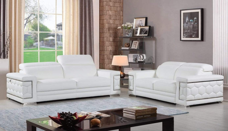 Leather Sofa - 71" X 41" X 29" Modern White Leather Sofa And Loveseat