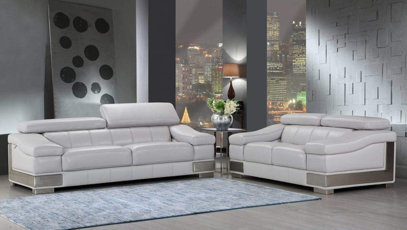 Sofas Leather Sofa - 73'' X 43'' X 31'' Modern Light Gray Leather Sofa And Loveseat HomeRoots