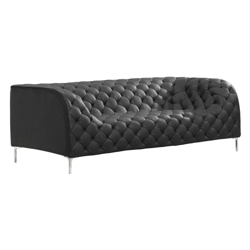 Sofas Leather Sofa - 85" X 36.5" X 28" Black Leatherette Sofa HomeRoots