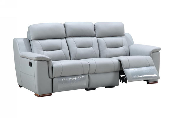 Sofas Leather Sofa - 90" X 41" X 41" Modern Gray Leather Reclining Sofa HomeRoots