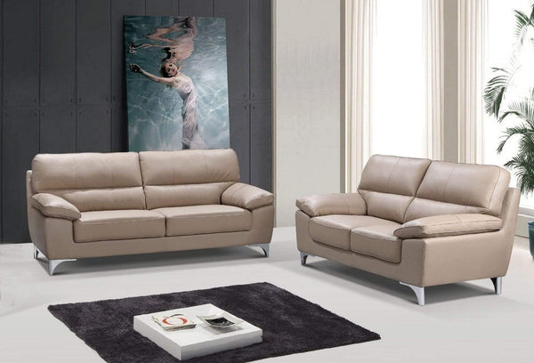 Sofas Leather Sofa Set 64'' X 36'' X 37'' Modern Beige Leather Sofa And Loveseat 3897 HomeRoots