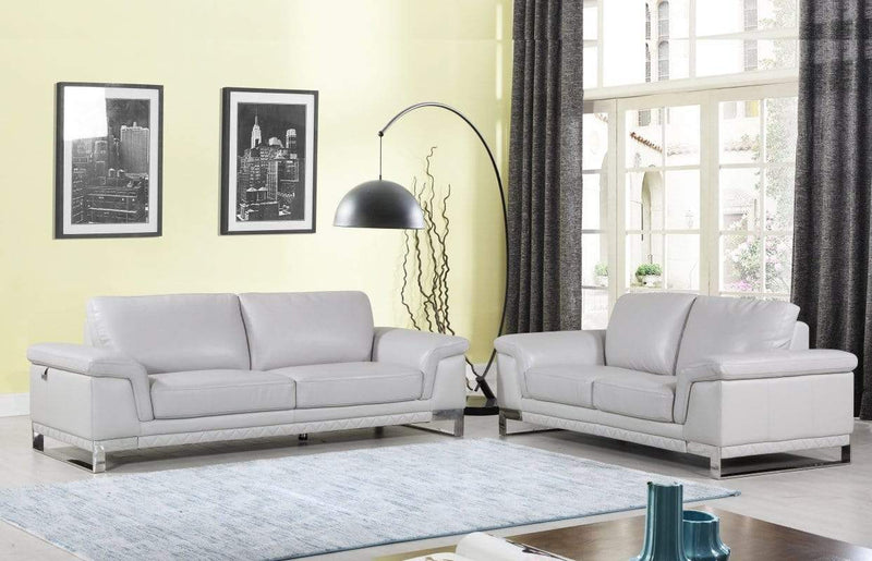 Sofas Leather Sofa Set - 73'' X 39'' X 32'' Modern Light Gray Leather Sofa And Loveseat HomeRoots