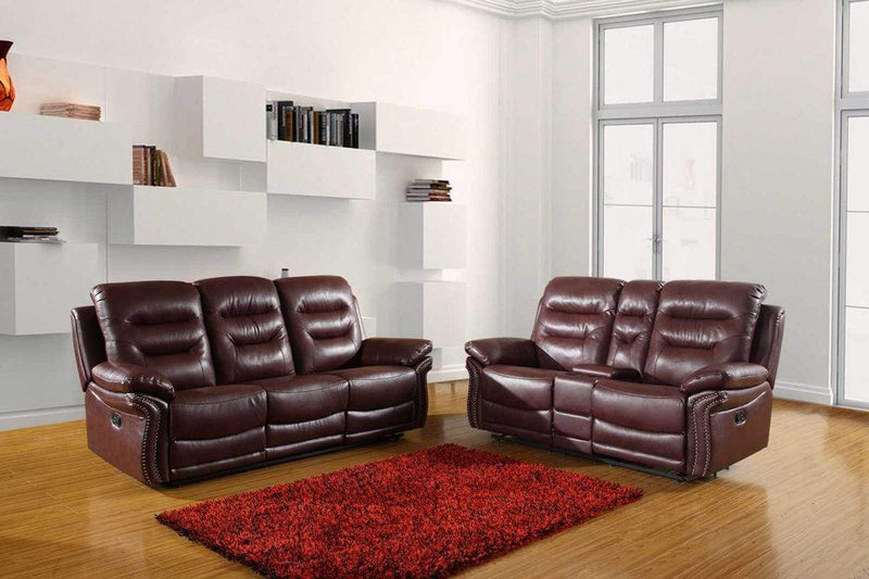 Sofas Leather Sofa Set - 75'' X 40'' X 44'' Modern Burgundy Sofa With Console Loveseat HomeRoots