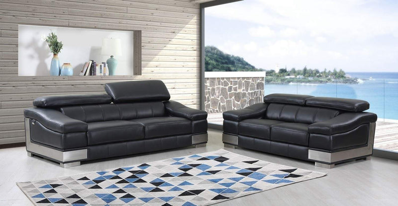 Sofas Modern Leather Sofa - 16".5 X 86" X 62" Black Sofa Love HomeRoots