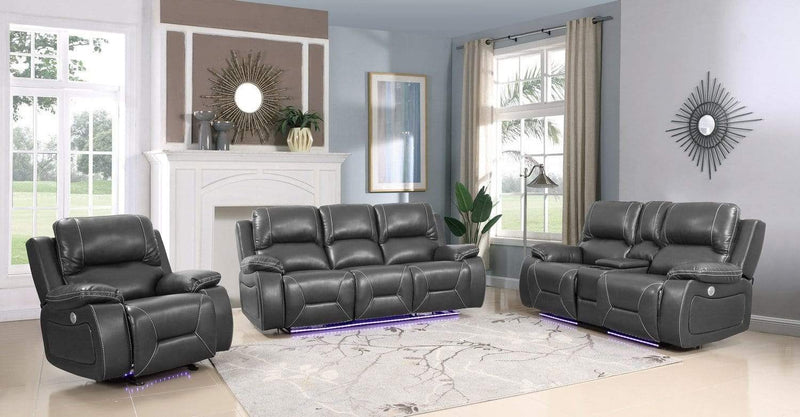 Sofas Modern Leather Sofa - 210" X 120" X 120" Gray Power Reclining Sofa Set HomeRoots