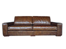 Sofas Modern Leather Sofa - 42" X 96" X 34" Brown Full Leather Sofa 3 Seater HomeRoots