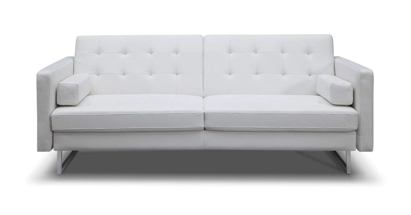 Sofas Modern Leather Sofa - 80" X 45" X 13" White Stainless Steel Sofa Bed HomeRoots