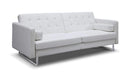 Sofas Modern Leather Sofa - 80" X 45" X 13" White Stainless Steel Sofa Bed HomeRoots