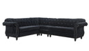 Sofas Modern Sofa - 101" X 124" X 37" Black Velvet Upholstery Wood Leg Sectional Sofa HomeRoots