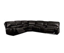 Sofas Modern Sofa - 138" X 127" X 41" Black Leather-Aire Upholstery Metal Reclining Mechanism Sectional Sofa (Power Motion/USB Dock) HomeRoots