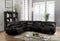 Sofas Modern Sofa - 138" X 127" X 41" Black Leather-Aire Upholstery Metal Reclining Mechanism Sectional Sofa (Power Motion/USB Dock) HomeRoots