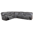 Sofas Modern Sofa - 138" X 127" X 41" Gray Leather-Aire Upholstery Metal Reclining Mechanism Sectional Sofa (Power Motion/USB Dock) HomeRoots