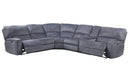 Sofas Modern Sofa - 138" X 127" X 41" Slate Blue Velvet Upholstery Metal Reclining Mechanism Sectional Sofa (Power Motion) HomeRoots