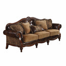 Sofas Modern Sofa - 37" X 93" X 42" 2-Tone Brown PU Chenille Upholstery Wood Sofa w/5 Pillows HomeRoots