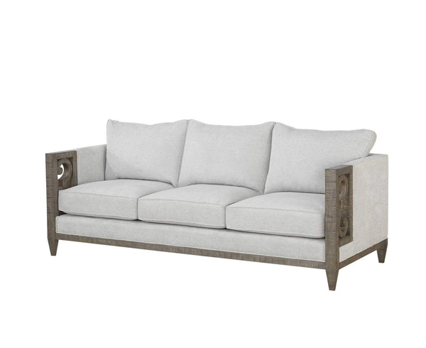 Sofas Modern Sofa - 38" X 87" X 35" Fabric Salvaged Natural Upholstery Wood Leg Sofa HomeRoots