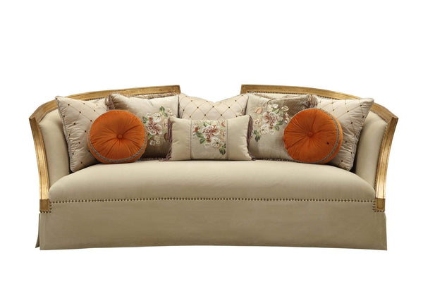 Sofas Modern Sofa - 41" X 92" X 38" Fabric Antique Gold Upholstery Wood Leg/Trim Sofa w/8 Pillows HomeRoots