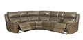 Sofas Modern Sofa - 88" X 101" X 41" Taupe Leather-Gel Upholstery Metal Reclining Mechanism Sectional Sofa (Power Motion) HomeRoots