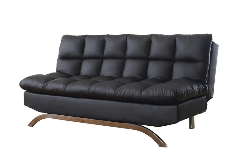 Sofas Plush Futon Sofa Bed With Chrome Legs, Black Benzara