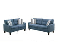 Sofas Polyfiber 2 Piece Sofa Set In Blue Benzara