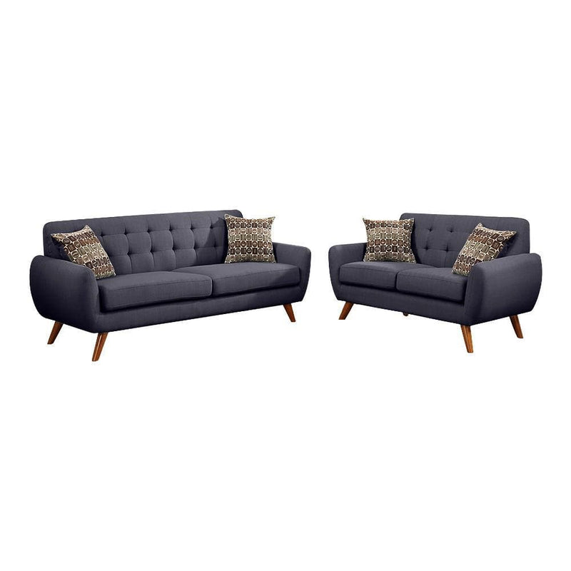 Sofas Polyfiber 2 Piece Sofa set With Cushion Seats In Dark Gray Benzara