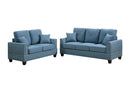 Sofas Polyfiber 2 Piece Sofa Set With Nail head Trims In Blue Benzara