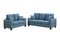 Sofas Polyfiber 2 Piece Sofa Set With Nail head Trims In Blue Benzara