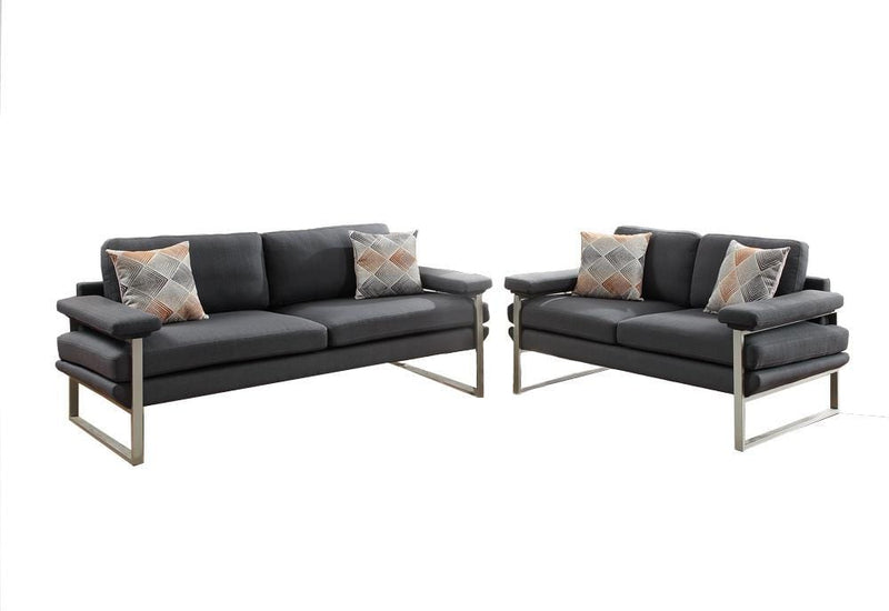 Sofas Polyfiber 2 Pieces Sofa Set In Dark Gray Benzara