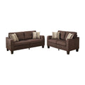 Sofas Polyfiber 2 Pieces Sofa Set With Accent Pillows Brown Benzara