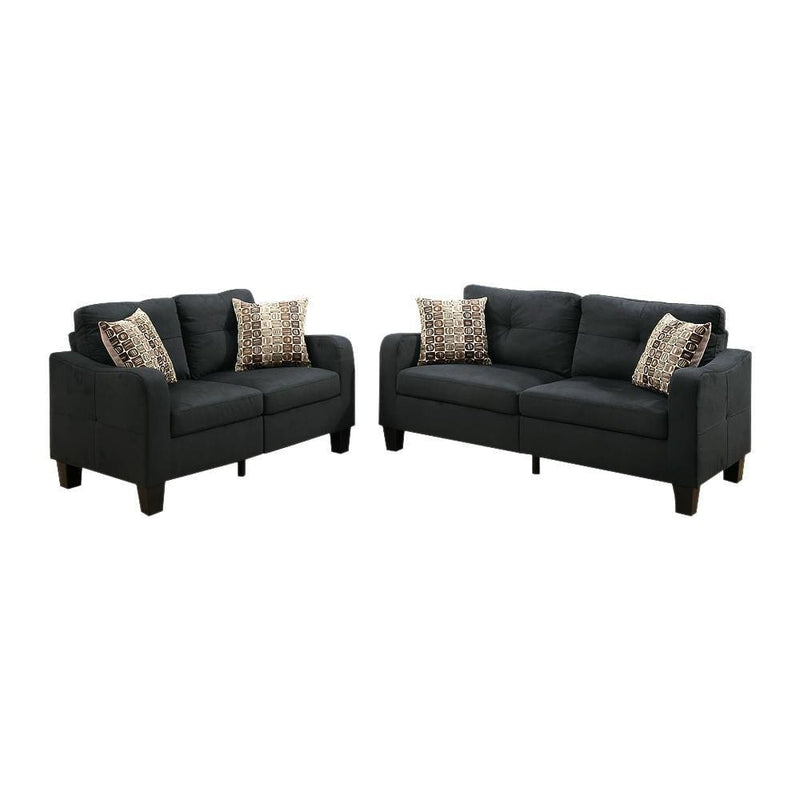 Sofas Polyfiber 2 Pieces Sofa Set With Accent Pillows Dark Gray Benzara