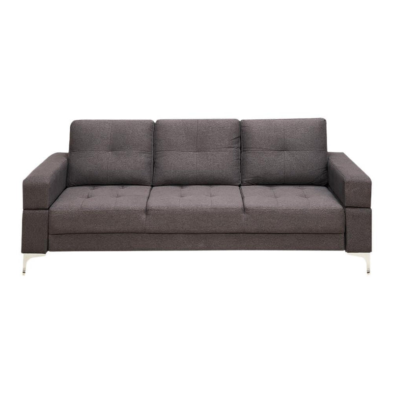 Sofas Polyfiber Adjustable Sofa With Movable Armrest In Dark Gray Benzara