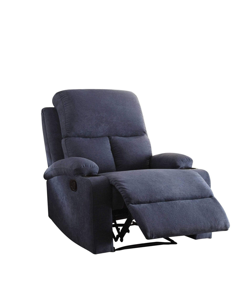 Sofas Recliner Sofa - 32" X 37" X 39" Blue Linen Fabric Recliner HomeRoots