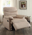 Sofas Recliner Sofa - Recliner , Light Brown Woven Fabric - Woven Fabric, Wood (Solid Light Brown Woven Fabric HomeRoots