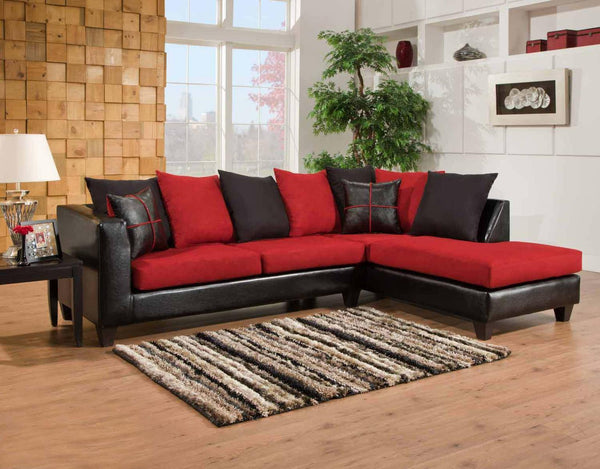 Sofas Sectional Sofa - 111" X 71" X 37" Jefferson Black Victory Lane Cardinal 100% Polyurethane/100% Polyester Microfiber 2 pc Sectional HomeRoots