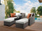 Sofas Sectionals & Loveseat Resin Wicker and Metal Patio Convertible Sofa with Two Ottomans, Beige and Gray, Set of Three Benzara