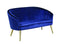 Sofas Sectionals & Loveseat Velvet Upholstered Accent Settee with Channel Tufted back and Metal Legs, Blue and Brass Benzara