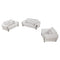 Three Piece Leatherette Living Room Wooden Sofa Set with Lumbar Cushions, White and Silver