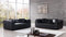 Two Piece Leatherette Upholstered Tufted Sofa Set with Designer Accent Pillows, Black