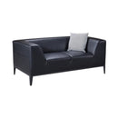 Wooden Framed Loveseat with Faux Leather Upholstery and Elevated Armrest, Black