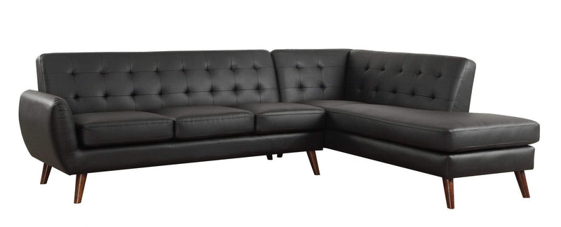 Sofas Sofa - 111" X 80" X 33" Black PU Sectional Sofa HomeRoots