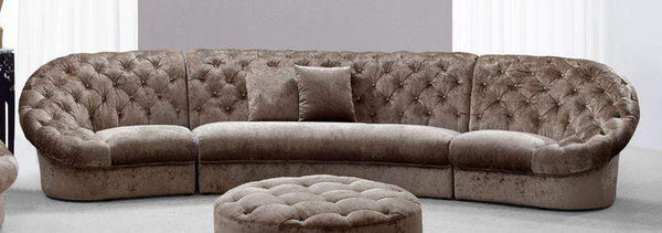 Sofas Sofa - 35" Beige MDF and Velour Sectional Sofa HomeRoots