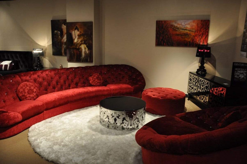 Sofas Sofa - 35" Red MDF and Velour Sectional Sofa HomeRoots