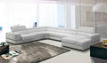 Sofas Sofa - 36" White Bonded Leather, Foam, and Steel Sectional Sofa HomeRoots