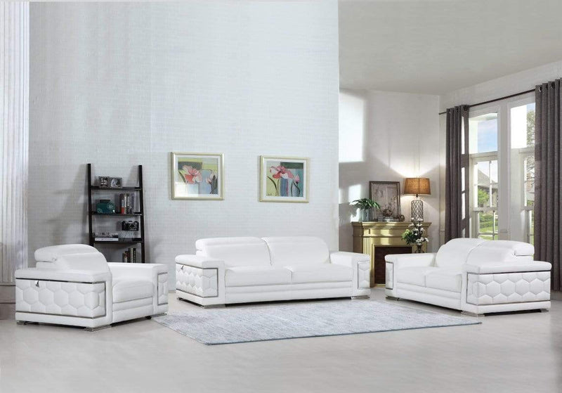 Sofas Sofa Set - 114" Sturdy White Leather Sofa Set HomeRoots