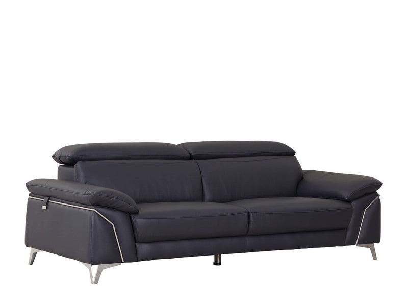 Sofas Sofa Set - 31" Fashionable Navy Leather Sofa HomeRoots