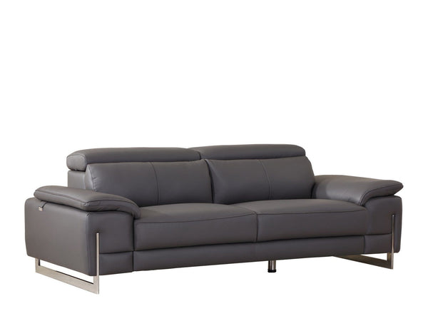 Sofas Sofa Set - 31" Tasteful Dark Grey Leather Sofa HomeRoots