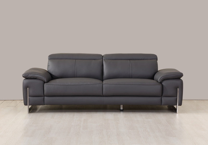 Sofas Sofa Set - 31" Tasteful Dark Grey Leather Sofa HomeRoots