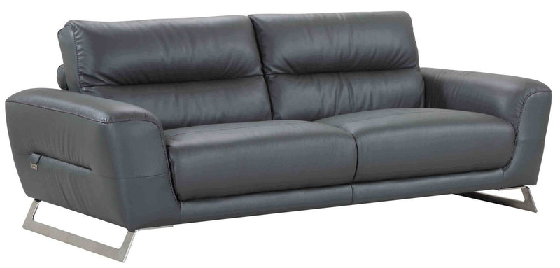 Sofas Sofa Set - 34" Lovely Dark Grey Leather Sofa HomeRoots