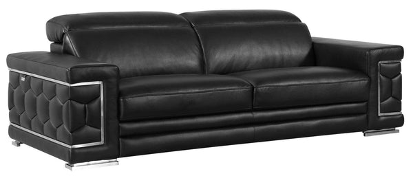 Sofas Sofa Set - 89" Sturdy Black Leather Sofa HomeRoots