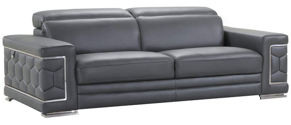 Sofas Sofa Set - 89" Sturdy Dark Gray Leather Sofa HomeRoots