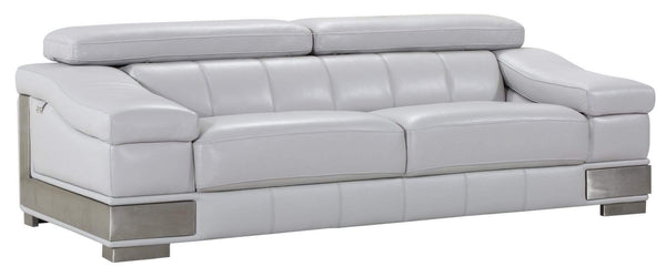 Sofas Sofa Set - 92" Lovely Light Grey Leather Sofa HomeRoots